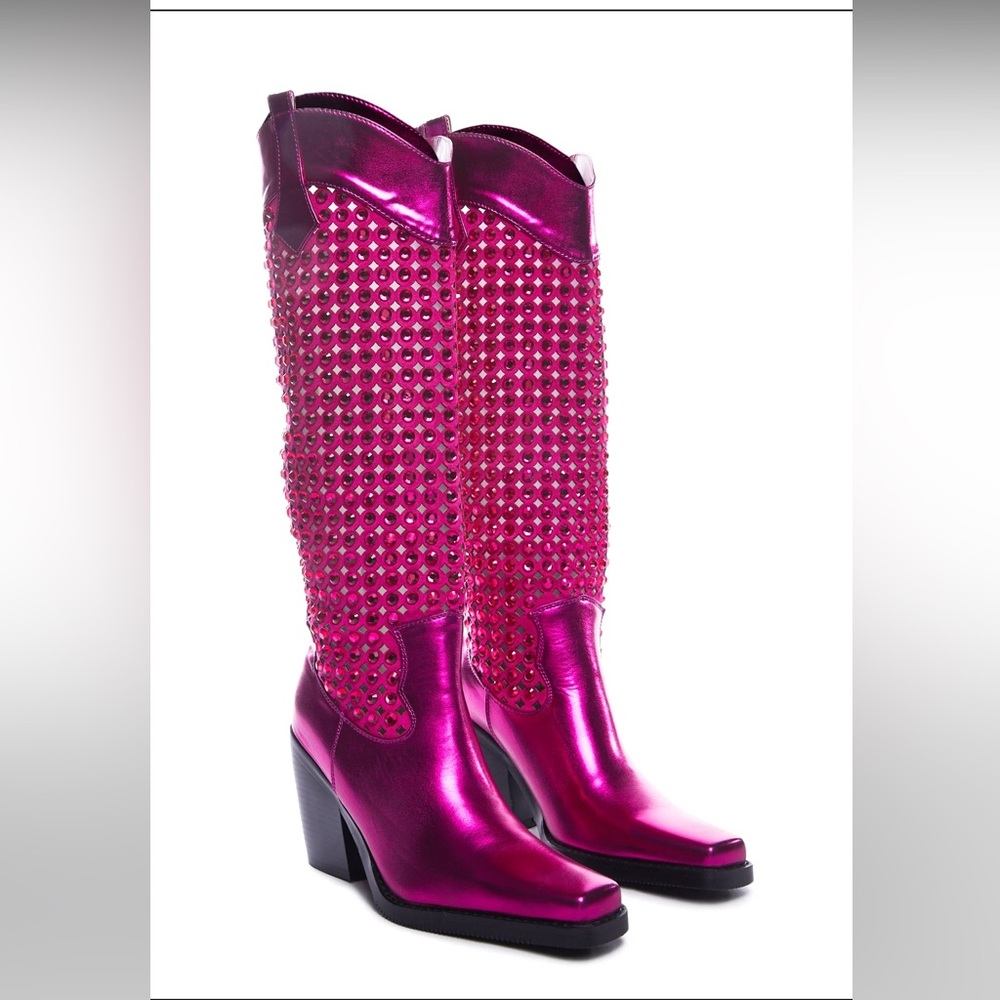 Simmi London Dolls Kill Cowboy Boots Pink Vegan